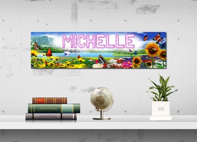 Flowers - Personalized Poster with Your Name, Birthday Banner, Custom Wall Décor, Wall Art - image1